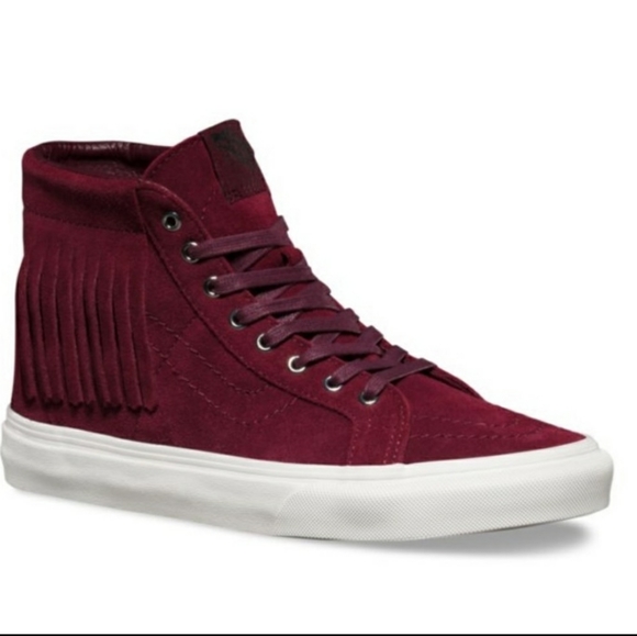Vans Shoes - Vans suede fringed burgundy hightop sneakers